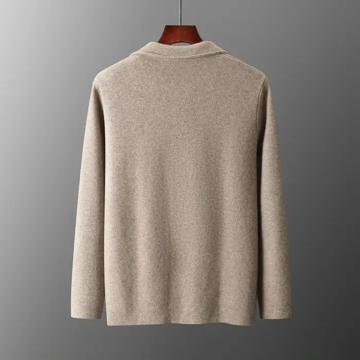 Cardigan en cachemire à col imbibé pour hommes, chemise épaissie, pull monochrome, veste en laine mé
