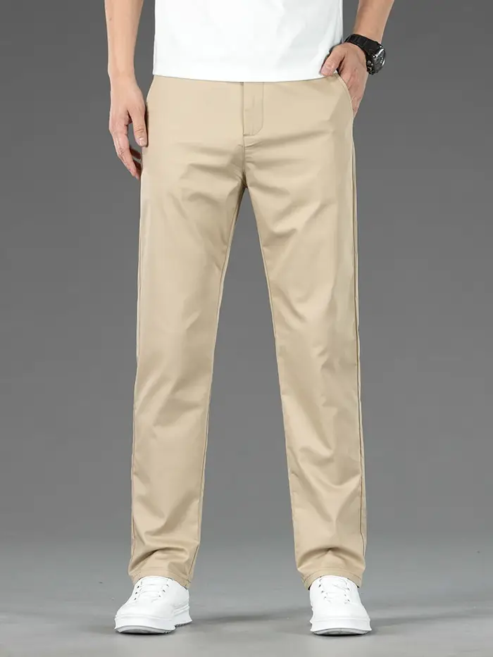 Printemps été nouveaux hommes pantalons décontractés mince mûrier soie doux affaires pantalon décont