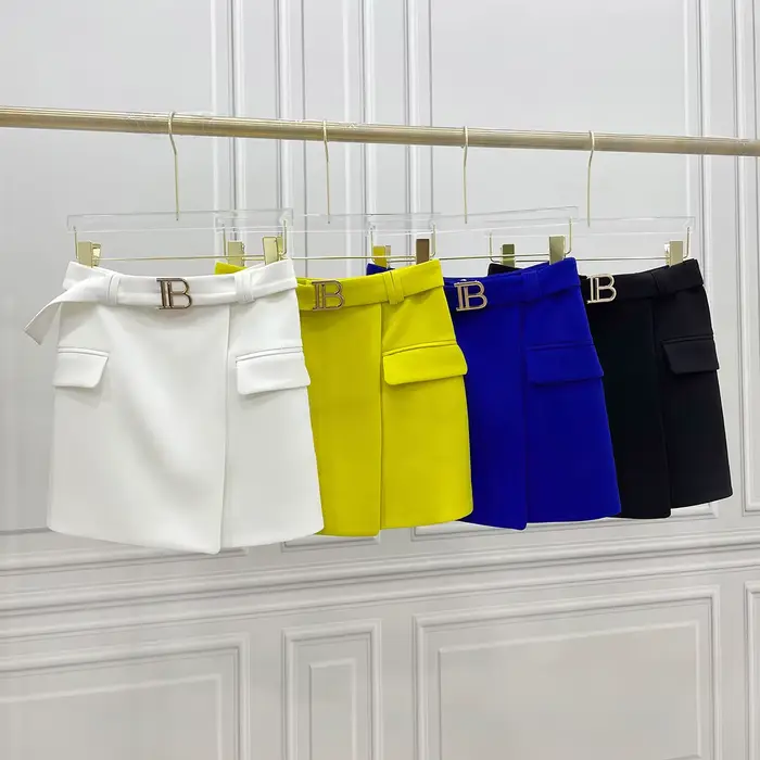 Jupe courte trapèze Simple décontractée pour femmes, nouvelle mode, Slim, boucle en métal, couleur u