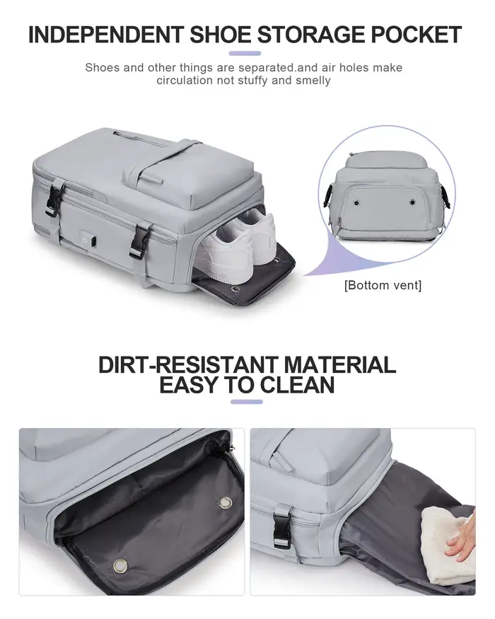 Sac à dos en nylon, sac à dos de voyage d'affaires avec port USB pour femmes et hommes, sac à dos an