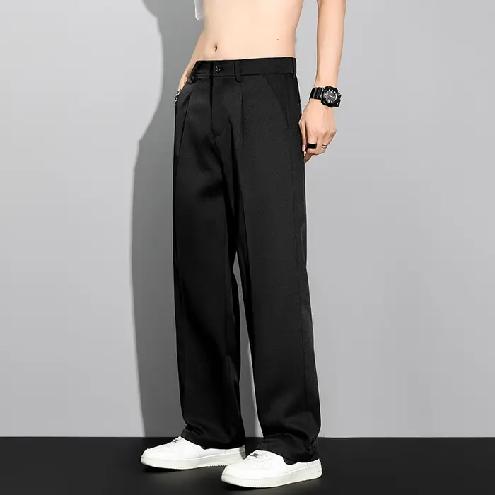 Pantalon décontracté ample et fluide pour homme, style coréen, coupe droite, léger, été 2026, kaki, 