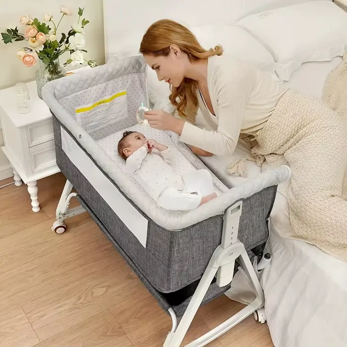 Couffin bébé, couffin de chevet pour bébé, couffin de chevet 3 en 1 avec roulettes
