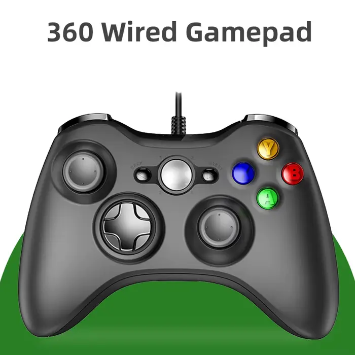 Manette de jeu filaire 360, contrôleur de jeu filaire pour PC compatible Steam et adaptable aux systèmes Win7/8/10/11, compatible 360 Slim, moteur intégré
