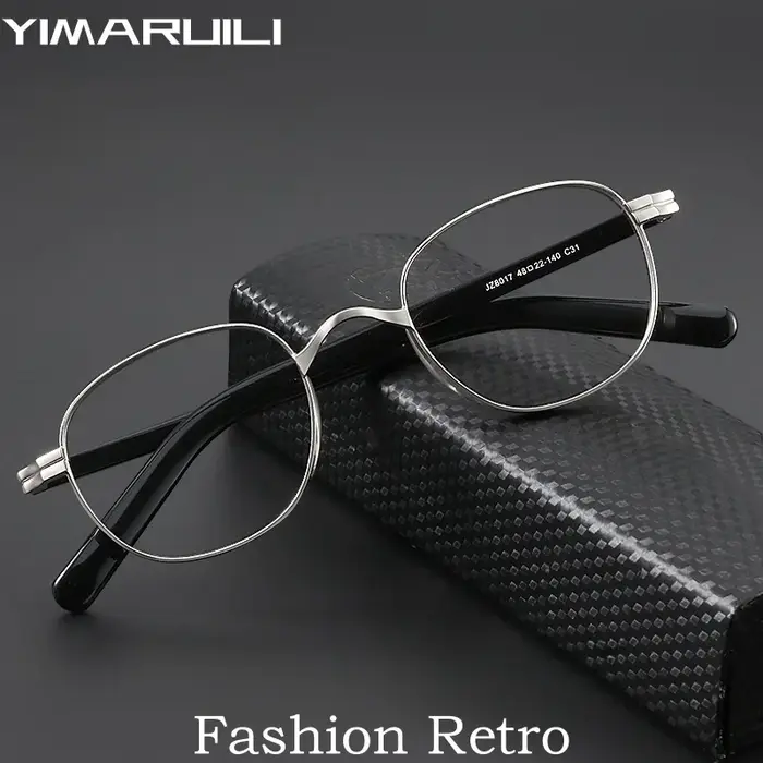 YIMARUILI mode tendance acétate titane lunettes rétro rond à large bord conception optique Prescript
