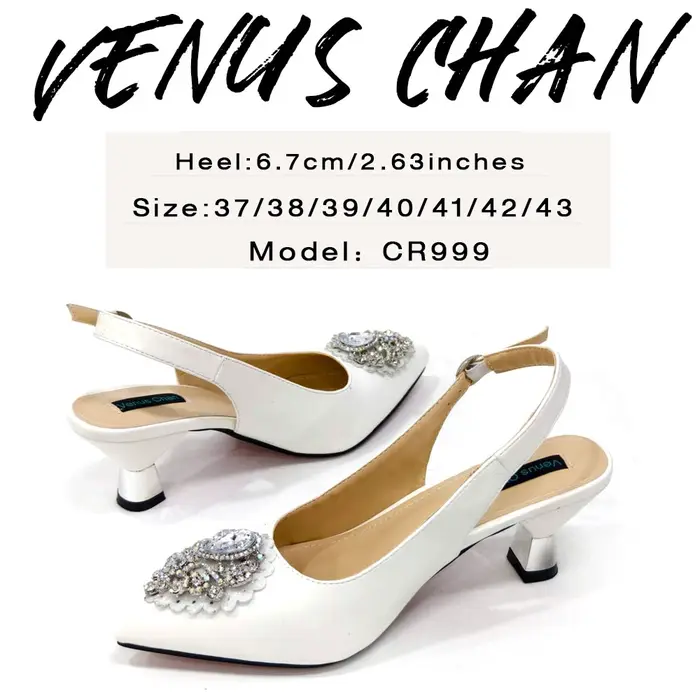 Venus Chan-Chaussures de Mariage à Talons Hauts pour Femme, Parka Jolie tue, Strass de Documents Bla