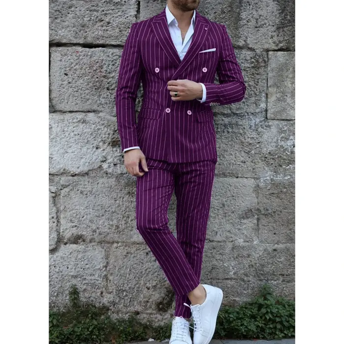 Costumes de classe rayés complets pour hommes, olympiques pour hommes, double boutonnage, haute qual
