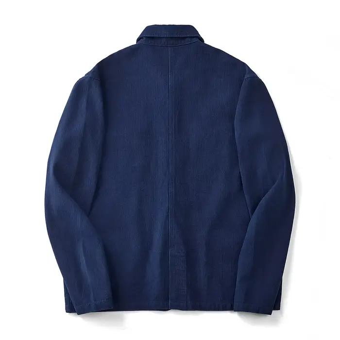 Veste indigo à chevrons vintage pour hommes, vêtements de travail français tehonneur en bleu, mantea