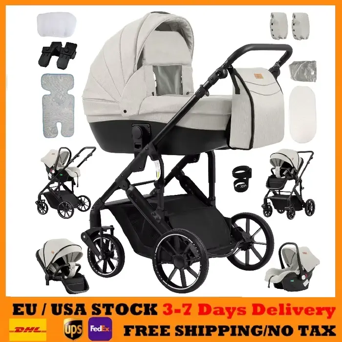 3 en 1 bébé poussette compacte bébé poussette 3 pièces pour nouveau-né bébé siège auto poussette pli
