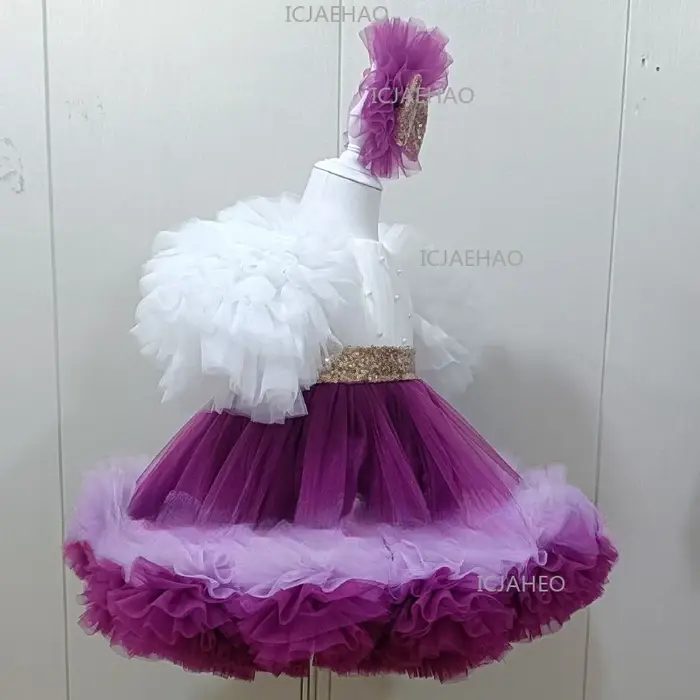 Robe Tutu à Manches Courtes pour Fille, Tenue de Scène pour Enfants, Compétition de Piano, Spectacle