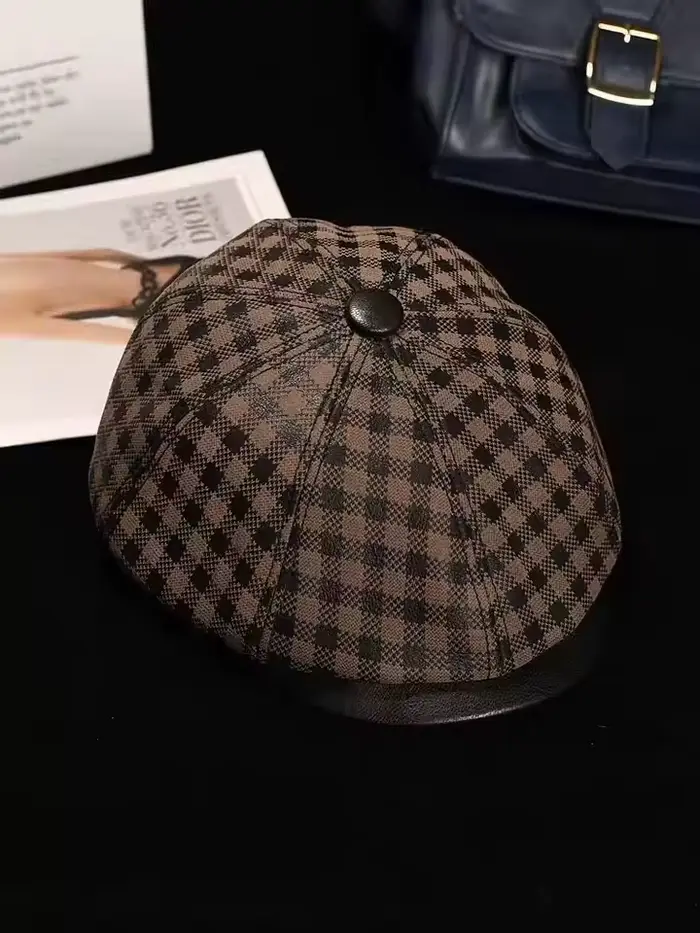 Nouveau chapeau Boina en cuir véritable daim mat béret en peau de mouton chaud hiver coton hommes re
