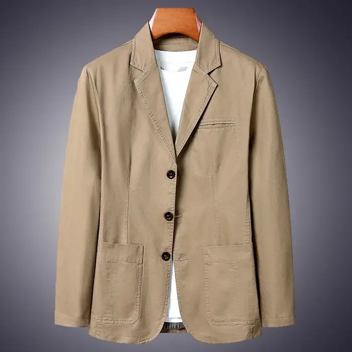Blazer hommes 2025 mode affaires couleur unie coupe ajustée travail décontracté coton coréen manteau
