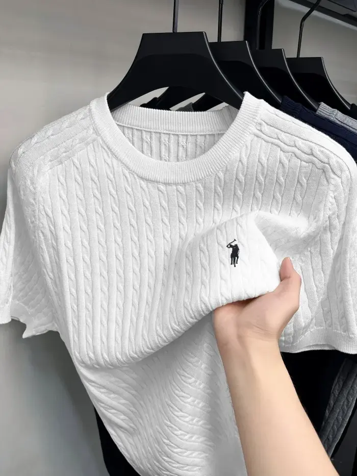 Haut de gamme boutique Knit manches courtes hommes nouvelle mode Designer marque poney brodé été Cas