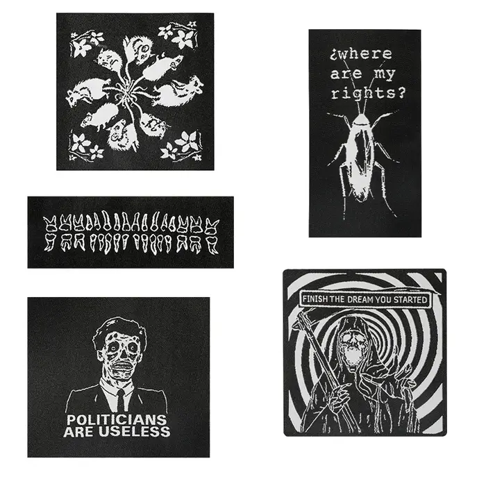 Étiquette tissée absurde, patch punk, badge humoristique, bricolage, fer à coudre sur des patchs noi