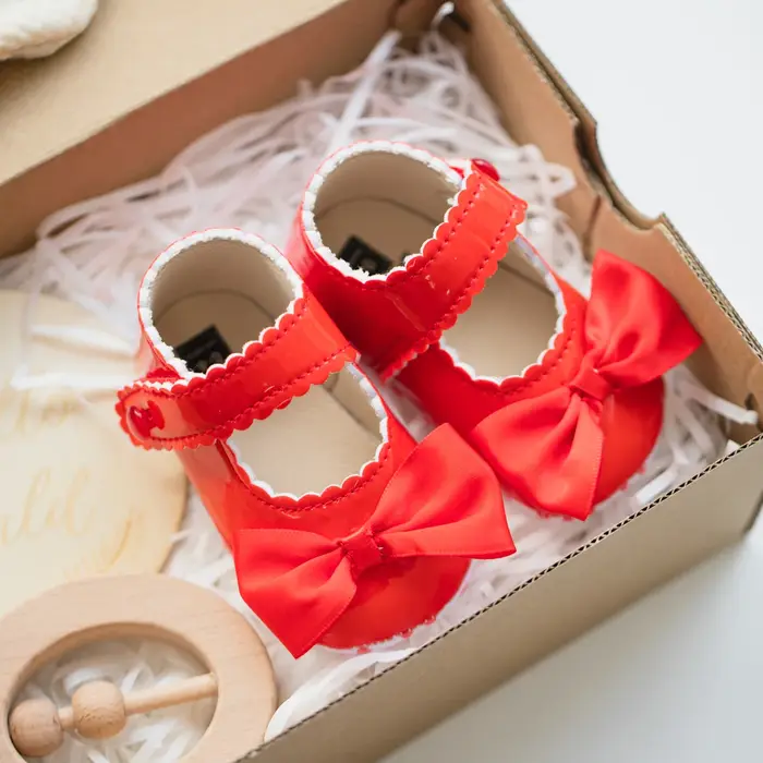 Meckior classique en cuir PU fille bébé chaussures nœud princesse plat antidérapant coton bas marche