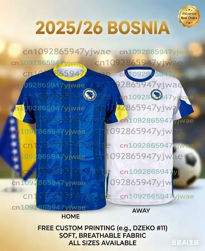 Maillot de football Bosnie-Herzégovine 2025-2026 DZEKO 11 – T-shirt de football pour homme, maillot 