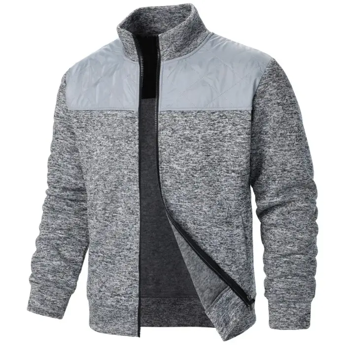 Sweat-shirt Patchwork pour hommes, veste à col montant, Cardigan ajusté, Streetwear, vêtements de sp