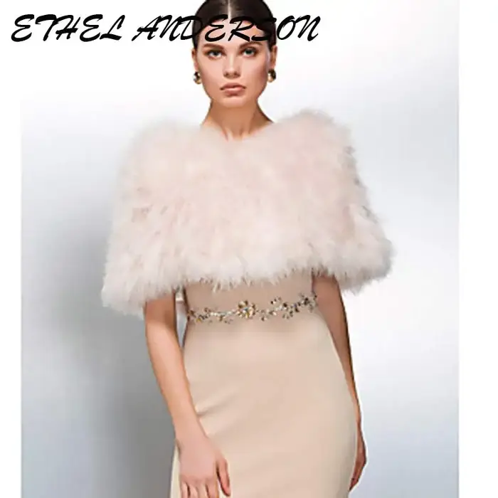 Luxueux autruche blanc plume Wrap mariée fourrure veste mariage haussement d'épaules manteau mariée 