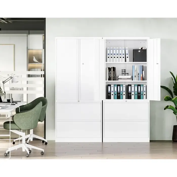 Armoires de rangement en métal pour le bureau à domicile, classeur-2 tiroirs avec serrure et étagère