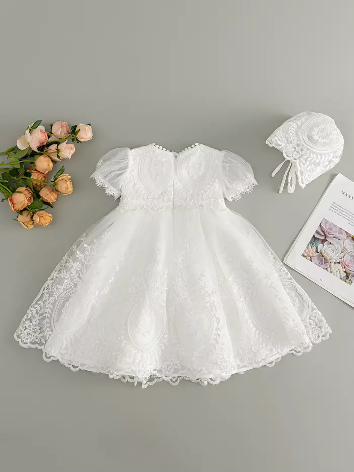 Robe de baptême blanche pour bébé fille, robe brodée haut de gamme, jupe longue en gaze, robe de cér