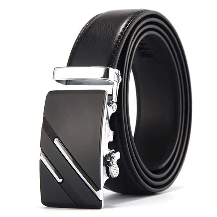 Ceinture en cuir PU pour hommes d'affaires, véritable marque de luxe, structure en métal, haute qual