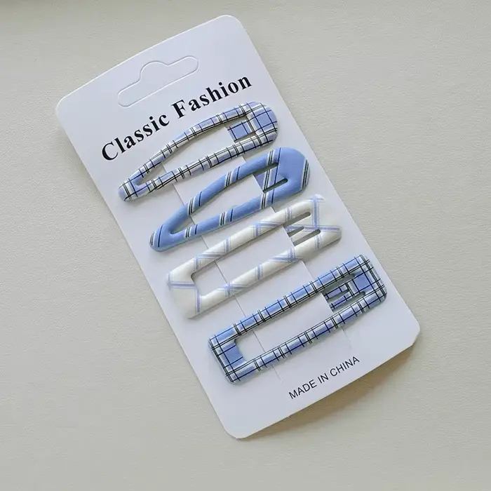 Épingle à cheveux BB à carreaux, 4 pièces, Clips latéraux pour filles et femmes, accessoires pour ch