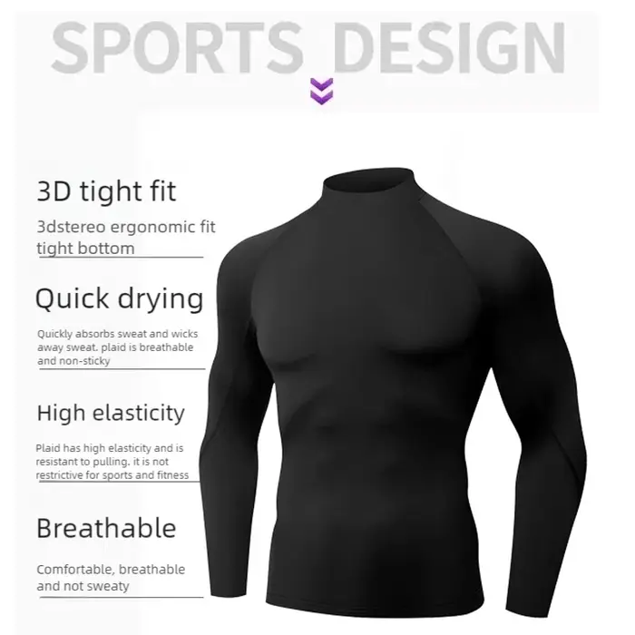 T-shirt à manches longues pour Homme, sous-vêtement thermique à col roulé, en molleton doux et fin d