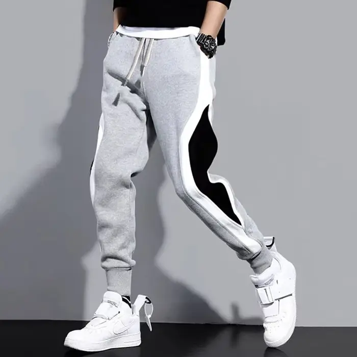 Pantalon large décontracté pour homme, pantalon de sport respirant, ULélastique, patchwork à neuf po