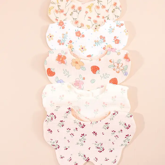 Bavoirs en coton pour nouveau-né, 5 pièces, Style coréen, Type pastoral Floral, écharpe Bandana pour