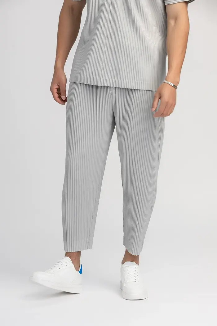 Miyake plissé pantalon droit hommes vêtements noir crayon pantacourt vêtements de rue hommes Style j
