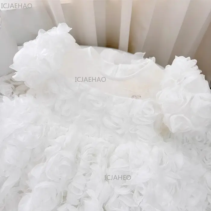 Robe de cérémonie blanche pour enfants 2026, tenue de fête à manches courtes bouffantes, robe de pri