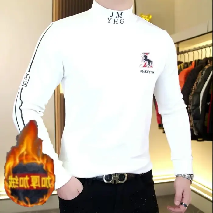 T-shirt à manches longues et col Semi-haut pour homme