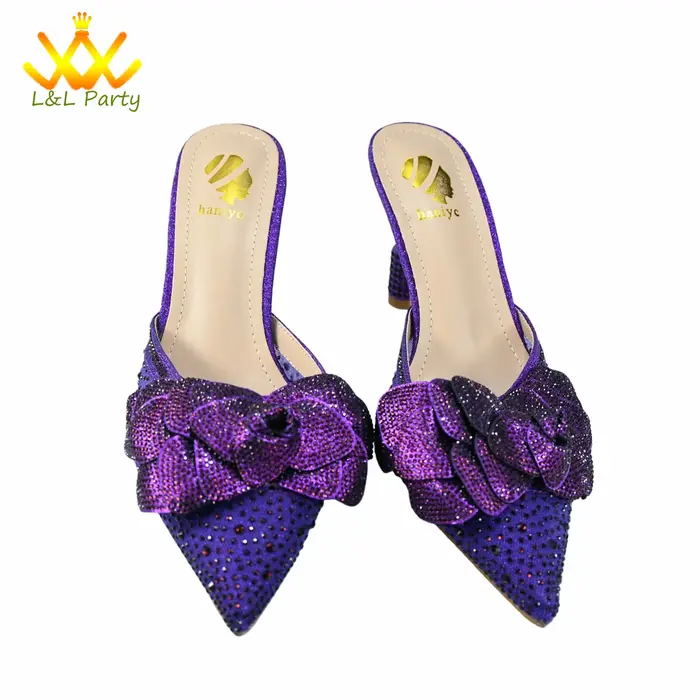 Ensemble de chaussures et de sacs au Design italien, couleur violette, bout pointu, talons Super hau