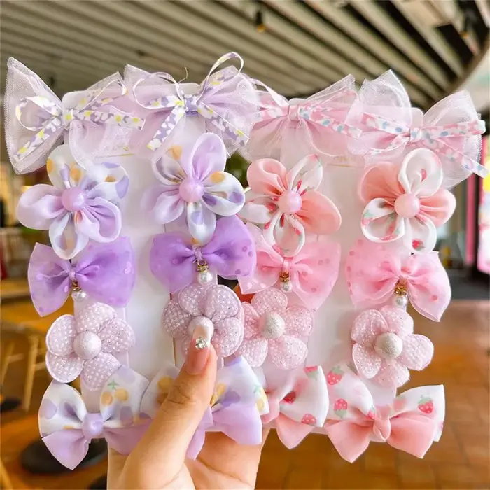 Pinces à cheveux en dentelle pour bébé, 10 pièces/ensemble, nœuds mignons, fleur, épingles à cheveux