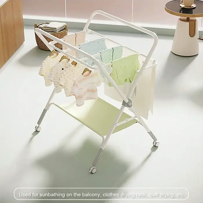 Table à langer bébé avec roulettes, station à couches pliable réglable en hauteur, portable, avec or