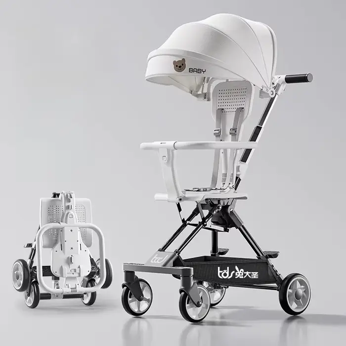Poussette bébé enfant légère pliable bébé s'assoit ou s'allonge un bouton pliage bidirectionnelle pour balades visites parcs et voyages