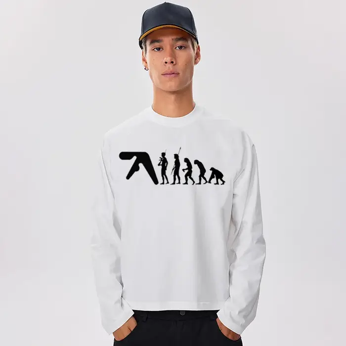 Aphex Twin T-Shirt homme coton automne graphique surdimensionné esthétique mode coréenne à manches l