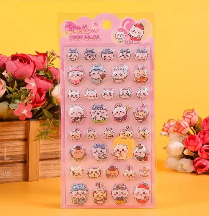 4/20 Autocollants Kawaii de dessins animés mignons, en relief 3D et à bulles, pour la décoration de 