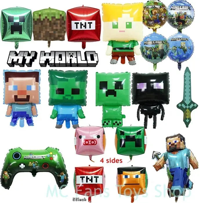 Minecrafte Pixel Ballon Anime thème de jeu ballons multiples pour fête d'anniversaire MC décoration 