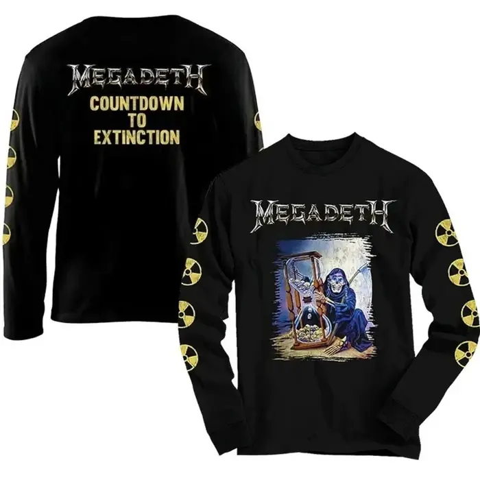 T-shirt unisexe à manches longues imprimé en 3D de la groupe de rock punk américain Megadeth, mode a