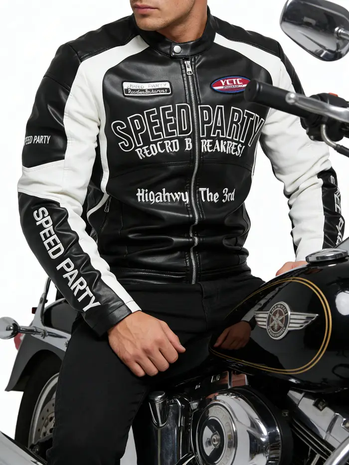 Veste de course en simili cuir, vestes de course de motard surdimensionnées, Streetwear unisexe