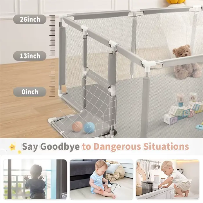 Parc pour bébé Extra Large 70 pouces, clôture d'activité de sécurité pour bébé avec maille respirant