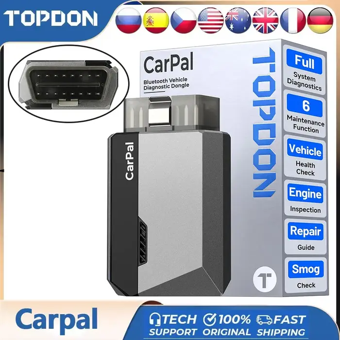 TOPDON-Scanner Carpal OBD2 pour tous les systèmes de voiture, outil de diagnostic, vérification de l