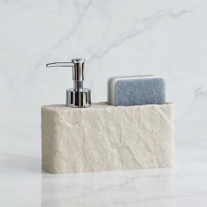 Distributeur de savon avec éponge pour évier de cuisine et salle de bain, distributeur de savon liqu