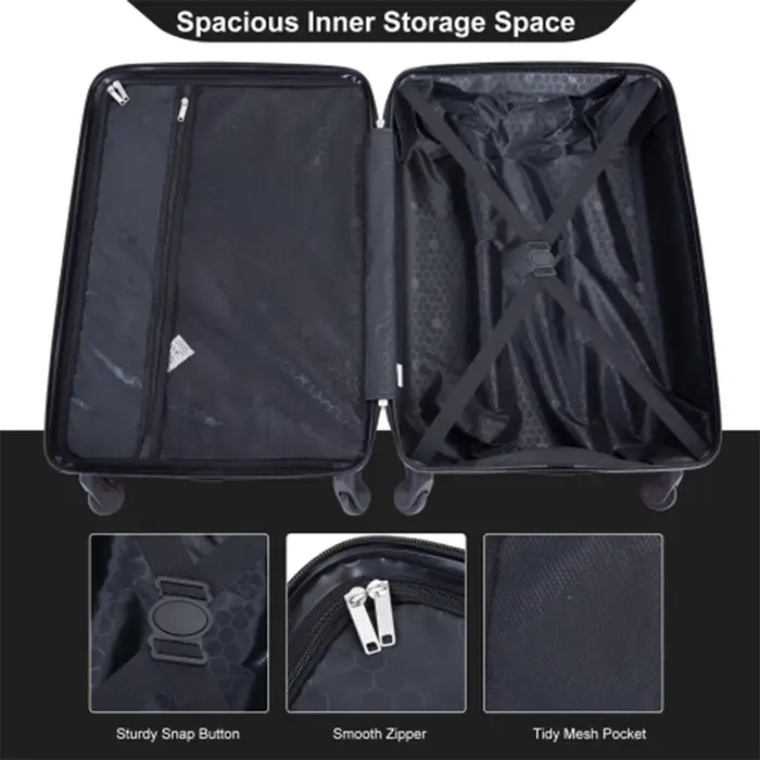 Travelhouse-Ensemble de bagages en ABS avec roues tournantes, valise à main, serrure TSA, 24 po, 28 