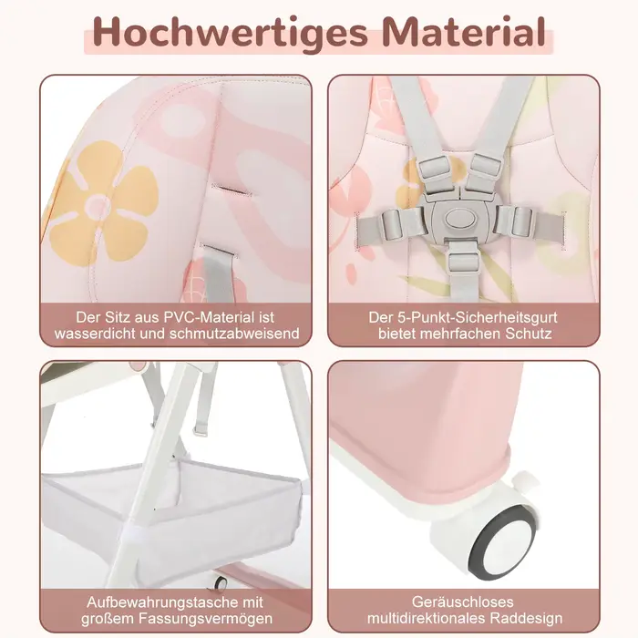 Chaise haute pliante pour bébé, chaise haute inclinable et inclinable, chaise haute réglable en haut