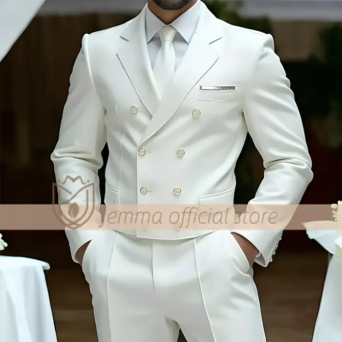Ensemble de costume 2 pièces pour hommes, style gilet croisé, costume et pantalon, choix de mariages