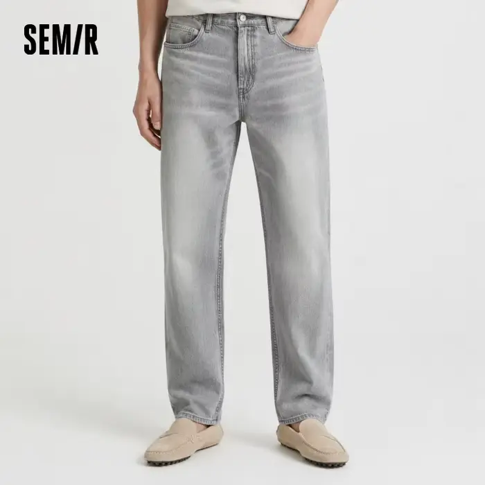Jean Homme Semir Délavé 2026 Rétro Coupe Ample Droite Uni Style Urbain Décontracté Quotidien Doux Confortable Tendance