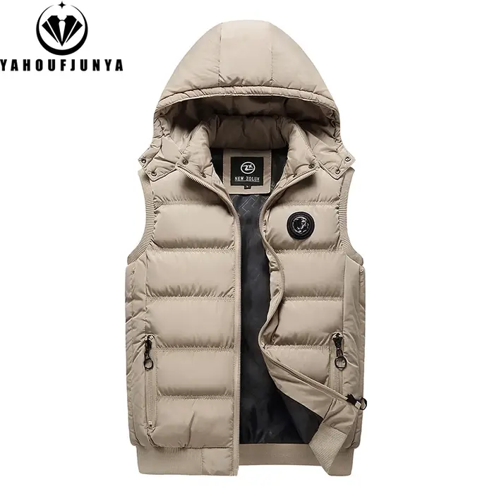 Hommes automne sans manches polaire chaud détachable à capuche gilet hommes hiver extérieur décontra