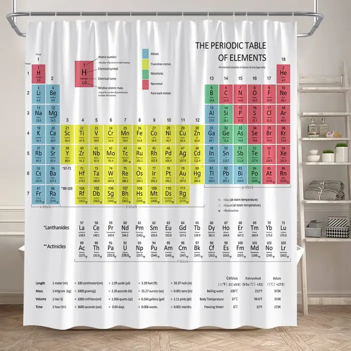 Rideau de douche de Table périodique, éléments de chimie modernes et amusants pour étudiants, décora