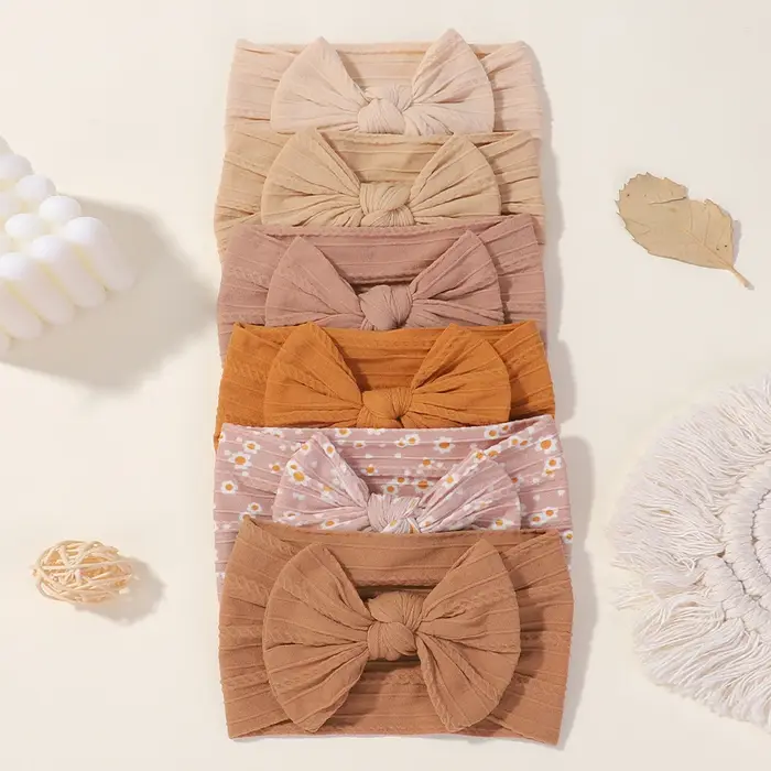 3 pièces couleur unie bébé bandeau arc enfants bandeau élastique en Nylon nouveau-né bandeaux doux T